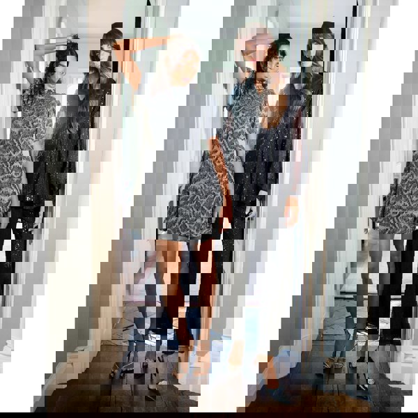 Blue Vanilla Puff Sleeve Swing Dress