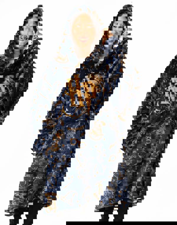 Harry Potter Womens Blue Embroided Logo Blanket Hoodie (One Size) [comp]