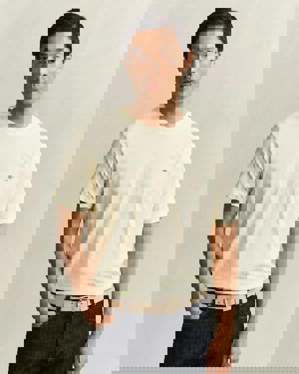 GANT Mens Regular Fit Short Sleeve Shield Logo T-Shirt - 713 Vanilla Yellow