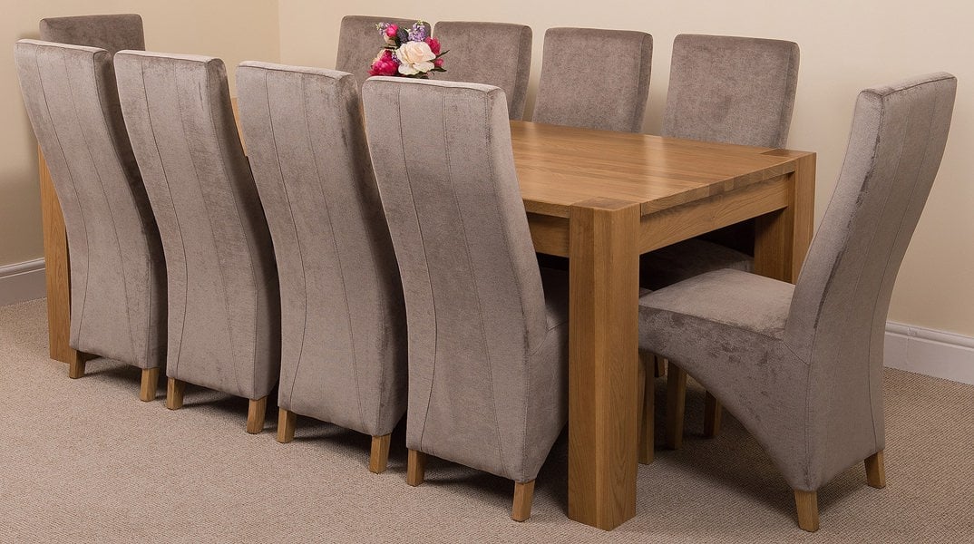 That's Furniture Kuba Extra Large Oak Dining Table with Lola Fabric Chairs