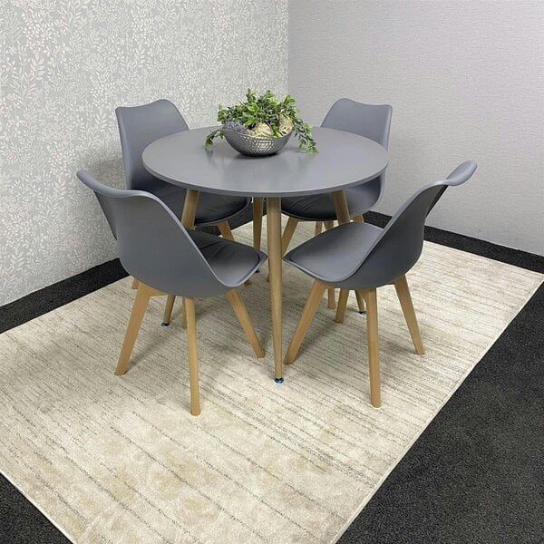 Kosy Koala Dining Table And 4 Chairs Grey Round Table With 4 Grey Plastic Chairs Dining Room Furniture