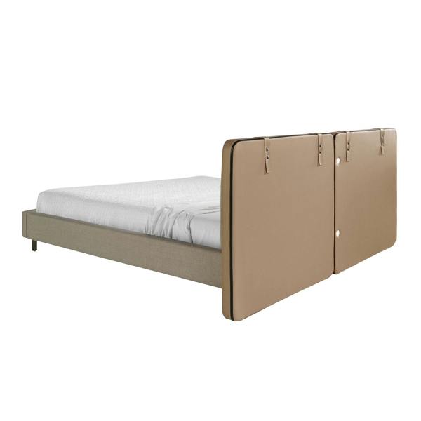 Angel Cerdá Mink Leatherette and Grey Fabric Bed 7154