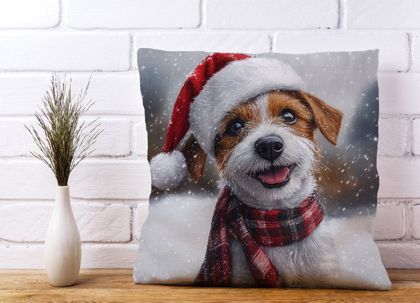 Warren Reed Christmas Jack Russell Cushion