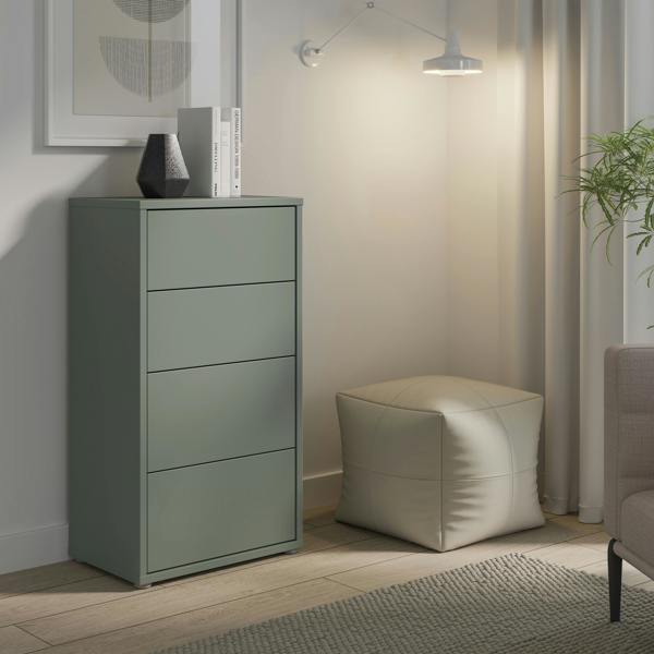 Alice Springs Tall 4 Drawer Chest with Push-to-Open Drawers in Sage Green