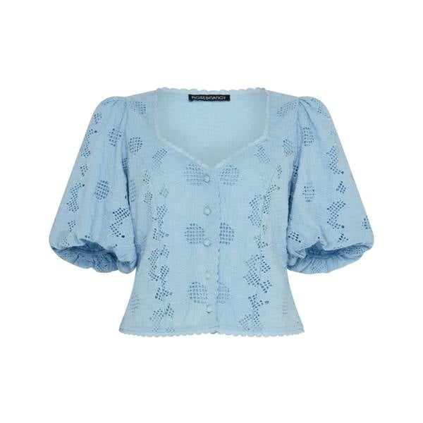 Rose & Nancy Abi Blue Cotton Lace Blouse