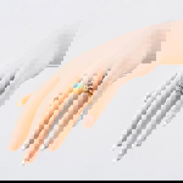 T. H. Baker 9ct Yellow Gold Green Cubic Zirconia Heart Halo Ring RBD026YEM