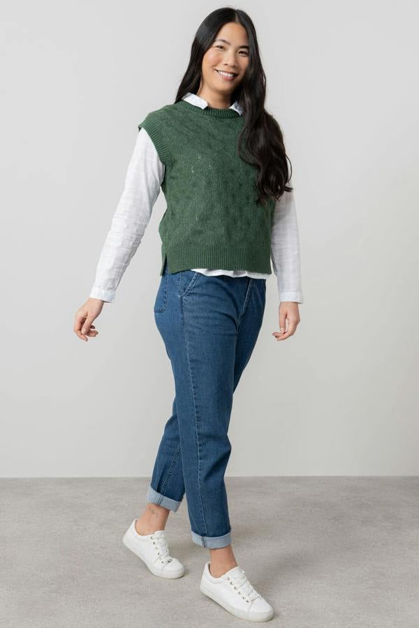 Lily & Me Wallace Pointelle Knit Tank Top Pine Green