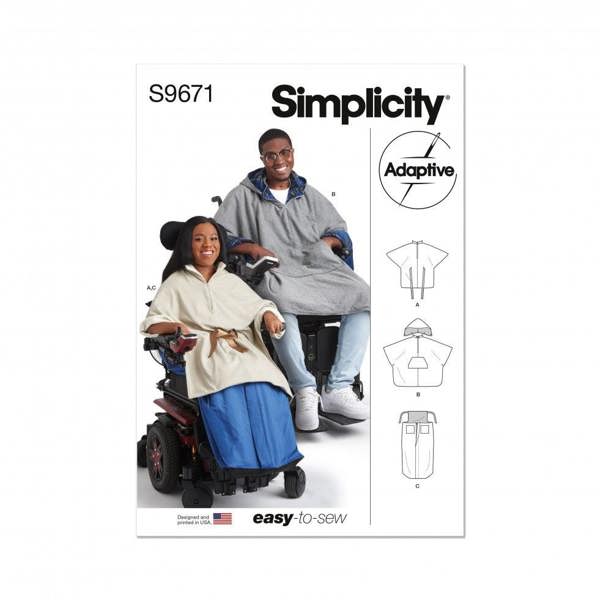 Simplicity Sewing Pattern 9671, Ponchos, Blankets for Men, Women, A (S-M-L) - Easy