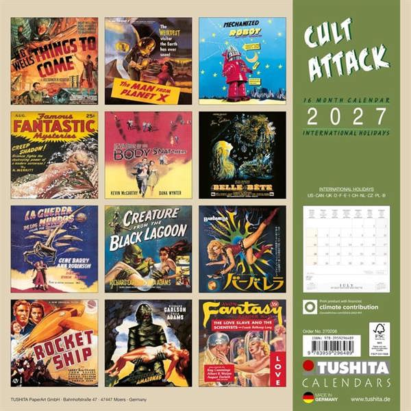 Cult Attack Calendar 2027, Wall Calendars, Month To View, Entertainment, Gift