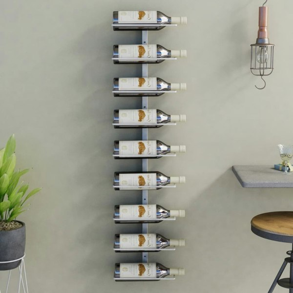 Berkfield Wall-mounted Wine Rack for 9 Bottles White Iron