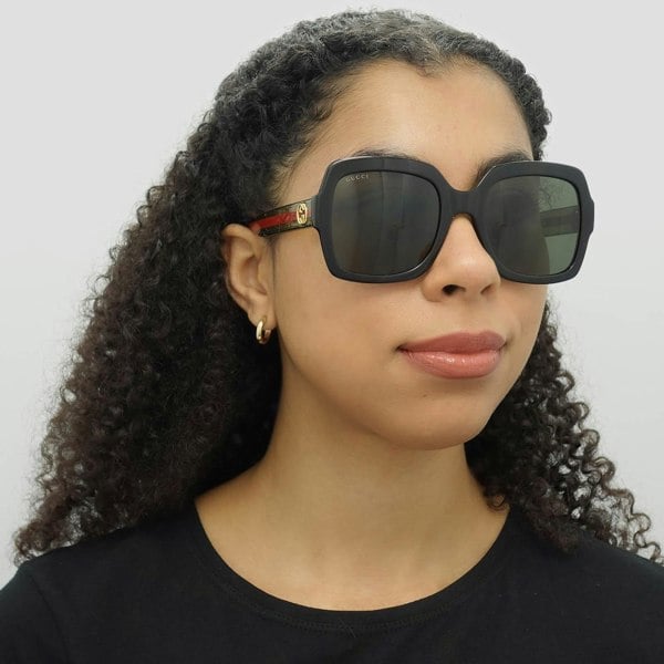 Gucci Sunglasses GG0036SN Black Green Glitter and Red Green