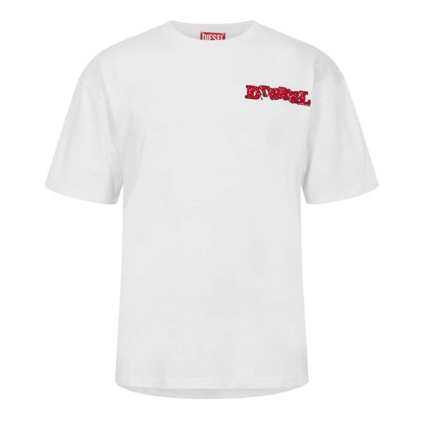 Diesel Mens Graffiti Logo Boxy T-Shirt - White - 