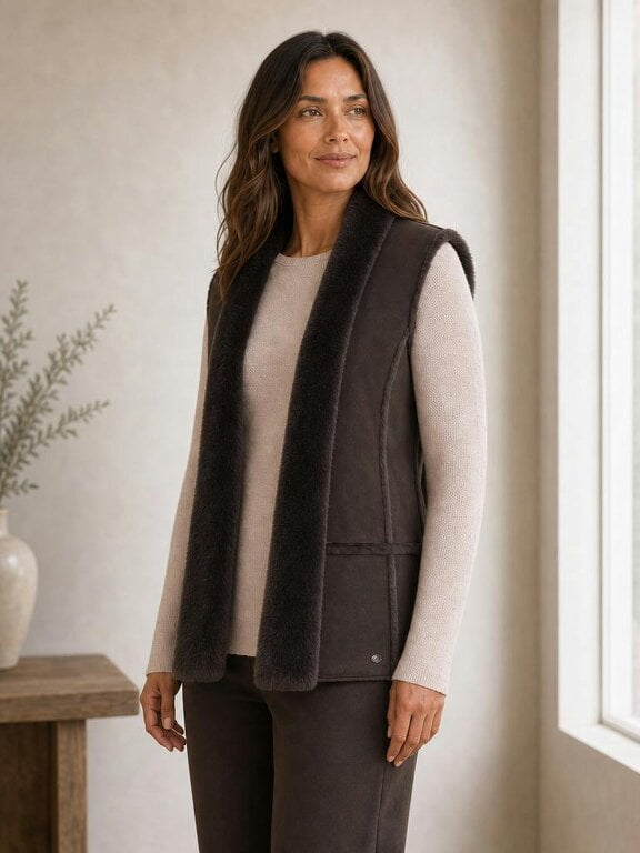 TIGI Suedette And Faux-fur Gilet