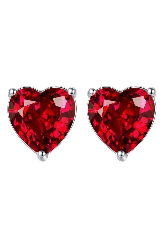 Latelita Amore Heart Garnet Stud Earrings Silver