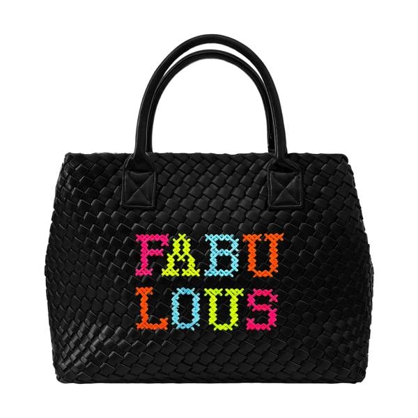 Lilly Loves FABULOUS Black Woven Vegan Handbag