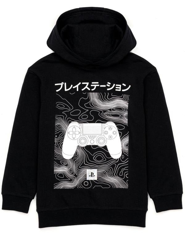 PlayStation Boys Black Japanese Controller Logo Hoodie