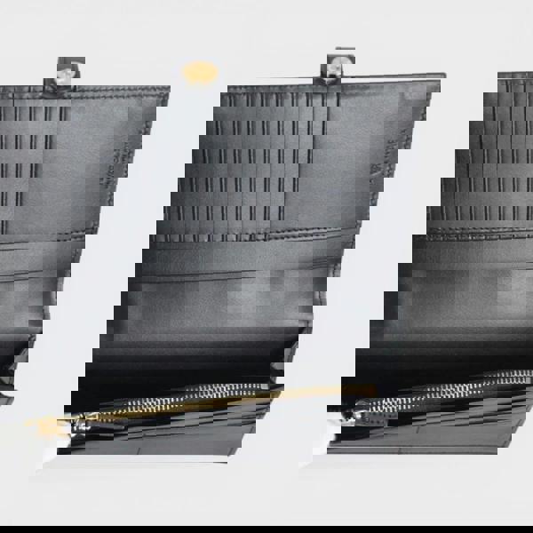 Versace Long Wallet Calf Leather Black