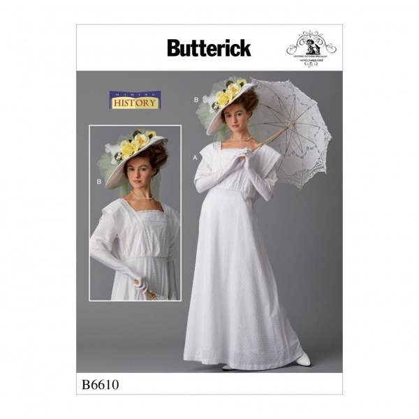 Butterick Sewing Pattern 6610, Dresses, Headwear, Vintage Style for Women, A5 (6-8-10-12-14) - Intermediate