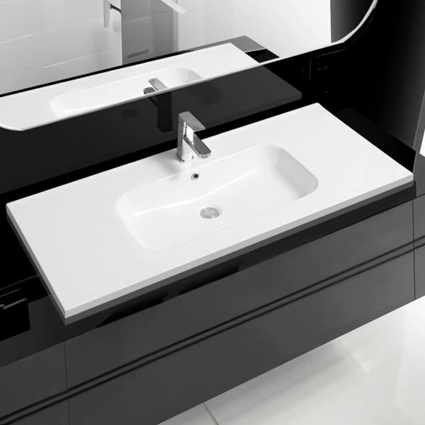 4012 ceramic 61cm thin edge inset basin with rectangular bowl