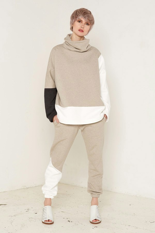 Bo Carter Turtleneck Neptun Jumper in Organic Fleece Cotton - Beige