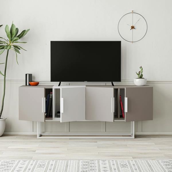 Decortie Tontini Modern TV Unit Multimedia Centre with Storage TV Cabinet 140cm