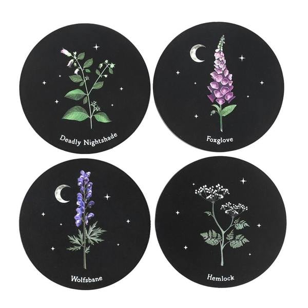 MidOcean Poisonous Plants Coaster Set - Black - 
