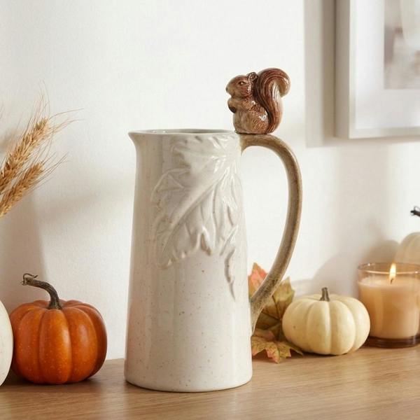 Garden Greatness Harvest Autumn Sculpted Squirrel Acorn Jug