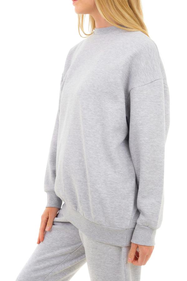 Smart Living Women's Oversized Sweatshirt Cozy Pullover Jumper Crewneck Top - Grey