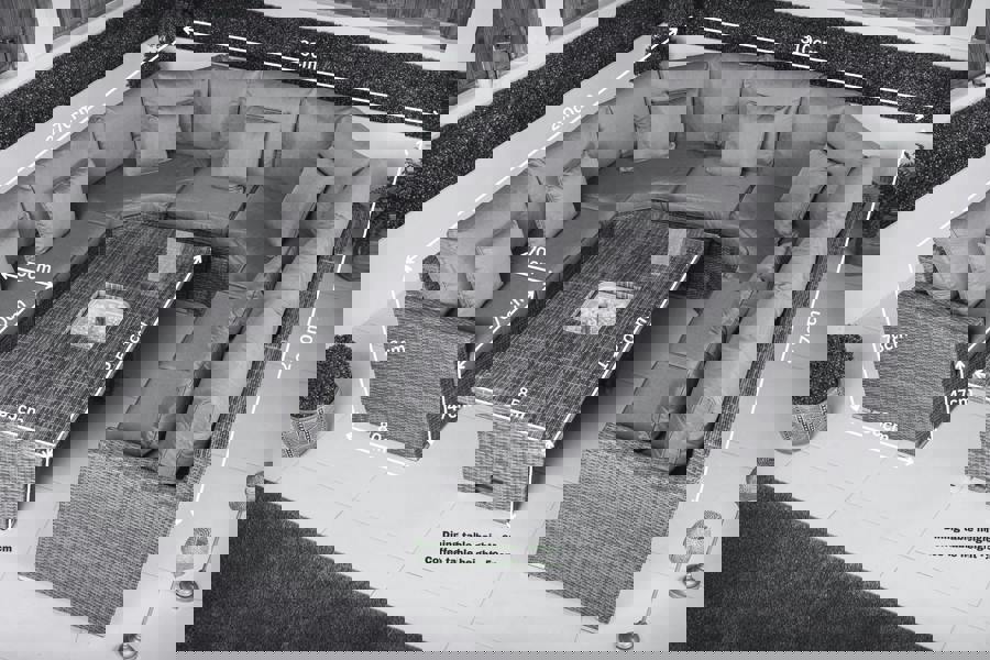 Giardino Santorini 7 Seat Modular Sofa Rattan Garden Furniture Set Outdoor Height Adjustable Ice Bucket Coffee Table