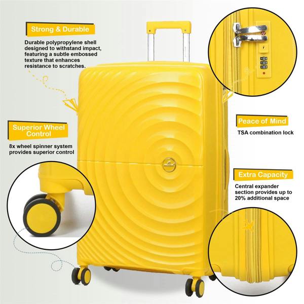 Snowball Hard Shell Cabin 55 x 37 x 22 cm PP Suitcase Luggage Suitable for Easyjet, Ryanair