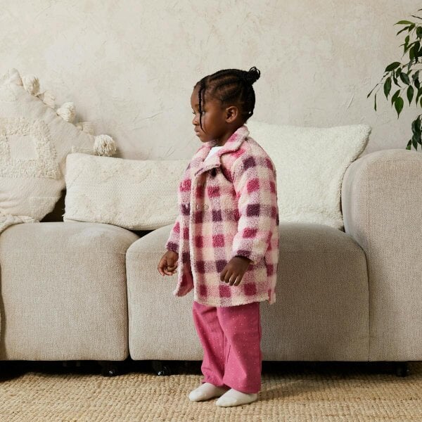 Mini Cuddles Checks Long Coat (Multicolour)