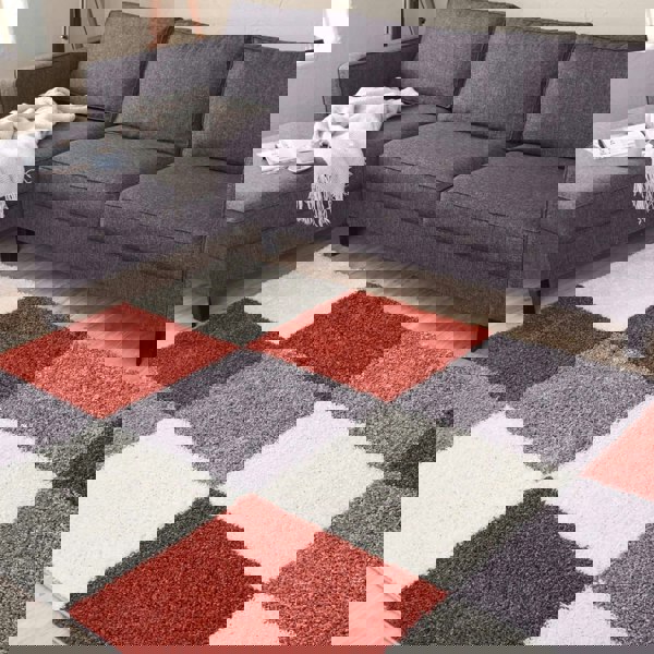 Geometric Design Thick Shaggy Area Rugs Terra