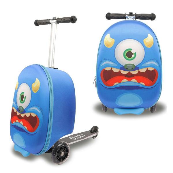 Groundlevel Children's Suitcase with Fold Down Scooter
