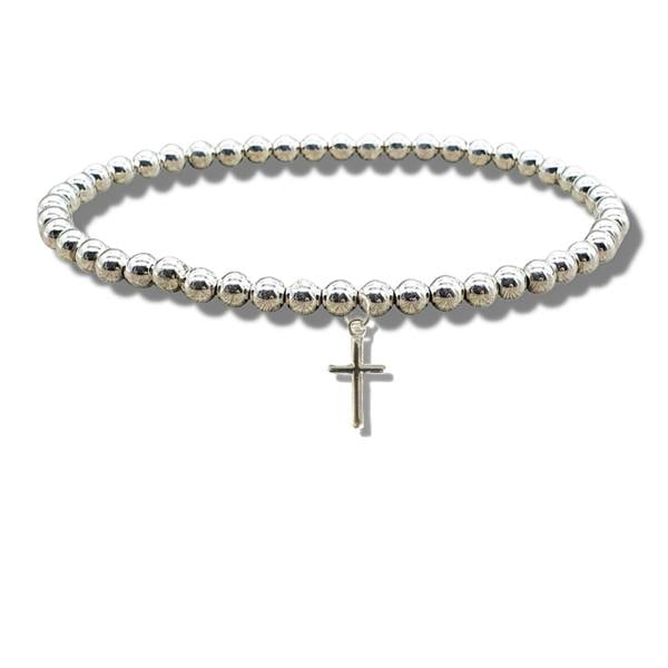 Aye Do Gifts Mini Cross Silver Beaded Bracelet