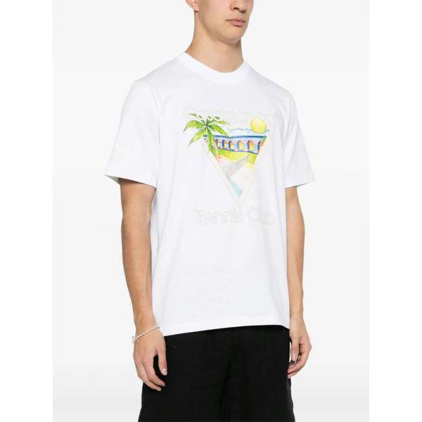 Casablanca Tennis Club Icon Printed Style Icon Tennis Club Icon Printed T-Shirt in White T-Shirt   in  White