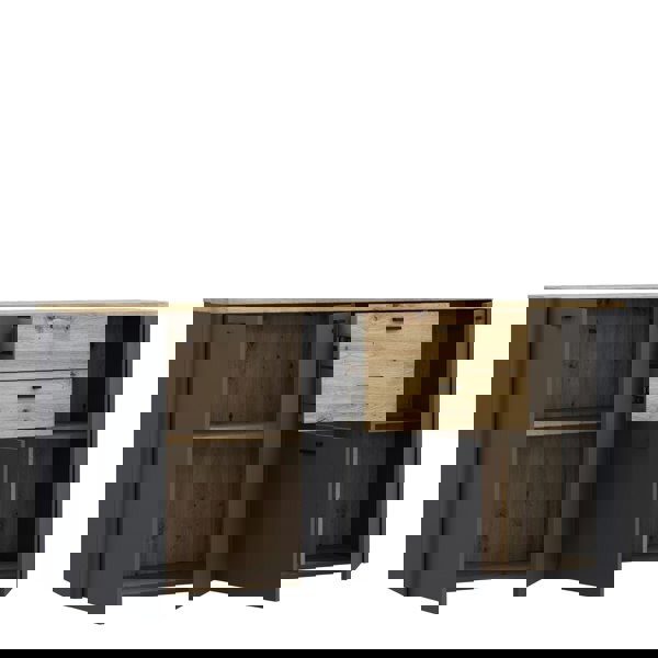 Furniture To Go Klara 4 Door 2 Drawer Chest in Grey and Oak