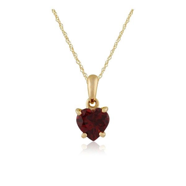 135P1463029 Classic Heart Garnet Pendant in 9ct Yellow Gold 1