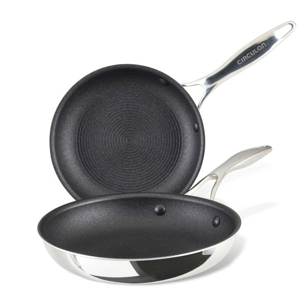 Circulon Stainless Steel Extreme Non-Stick Frypan Twin Pack, 22cm & 25cm