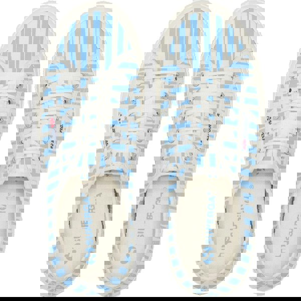Superga 2750 Stripes Print Cotton Women's Off White/Azure Trainers