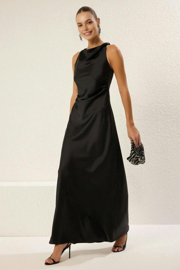 WOVCOR Satin Maxi Evening Dress