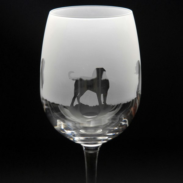 Glyptic Glass Art Dogue de Bordeaux Dog Crystal Wine Glass - Hand Etched/Engraved Gift