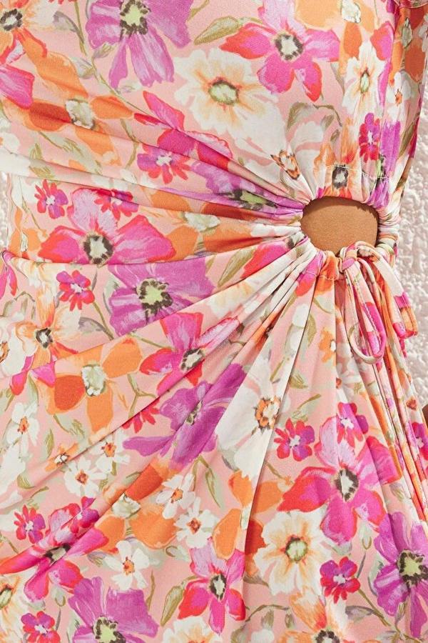 WOVCOR Floral Patterned Dress with Waist Detail