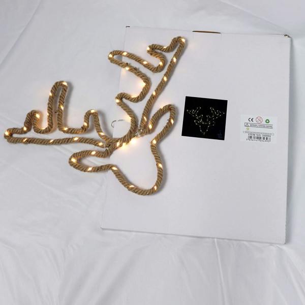 29cm Deer Head Hemp Rope LED Silhouette Light with Warm White LEDs for Festive Home Decor image 8