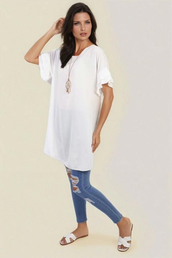 Lucille Ruffled Sleeve Mini Dress - White