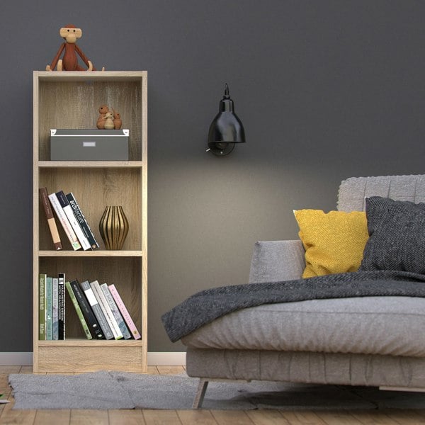 Furniture To Go Basic Low Narrow Bookcase (2 Shelves) in Oak