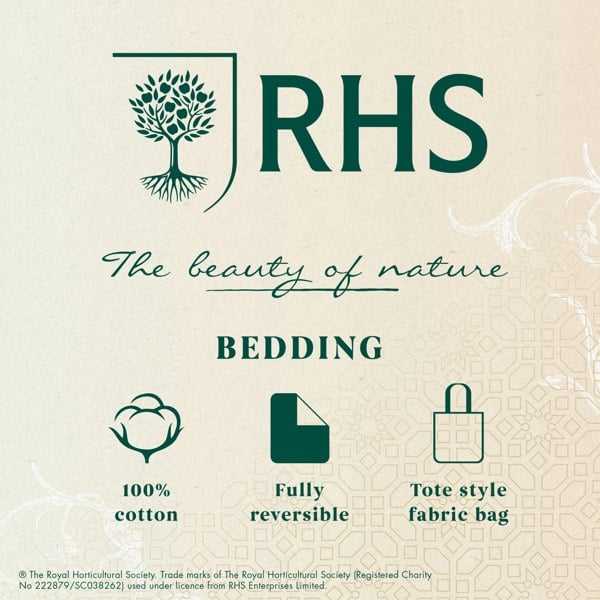RHS Art Deco Hydrangea Reversible 200 Thread Count Cotton Duvet Cover Set
