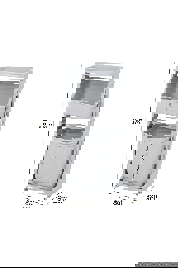 Living and Home 3-Tier Detachable Laundry Basket Fruit Vegetable Storage Rack Kitchen Trolley Cart with Wheels