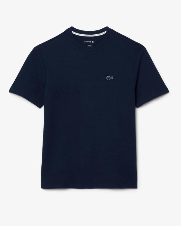 Lacoste Waffled Cotton Mens Loungewear T - Shirt - Navy Blue 166 | CHO | Designer Mens Loungewear T - Shirts