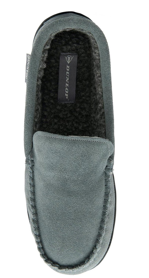 Dunlop Nathan Suede Leather Mens Memory Foam Loafer Slippers