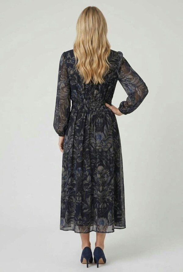 Izabel London Floral Layered Long Sleeve Midi Dress